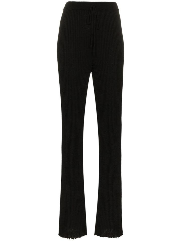 Marques'almeida Drawstring Flared High Waisted Wool Trousers - Black