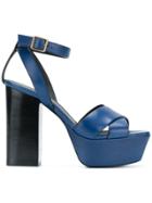 Saint Laurent Farrah 80 Crisscross Sandals - Blue