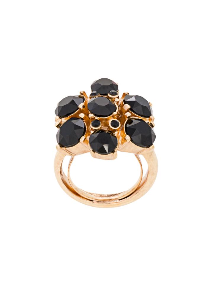 Oscar De La Renta Gemstone Floral Ring - Black