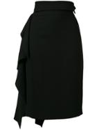 Maison Flaneur Ruffle Pencil Skirt - Black