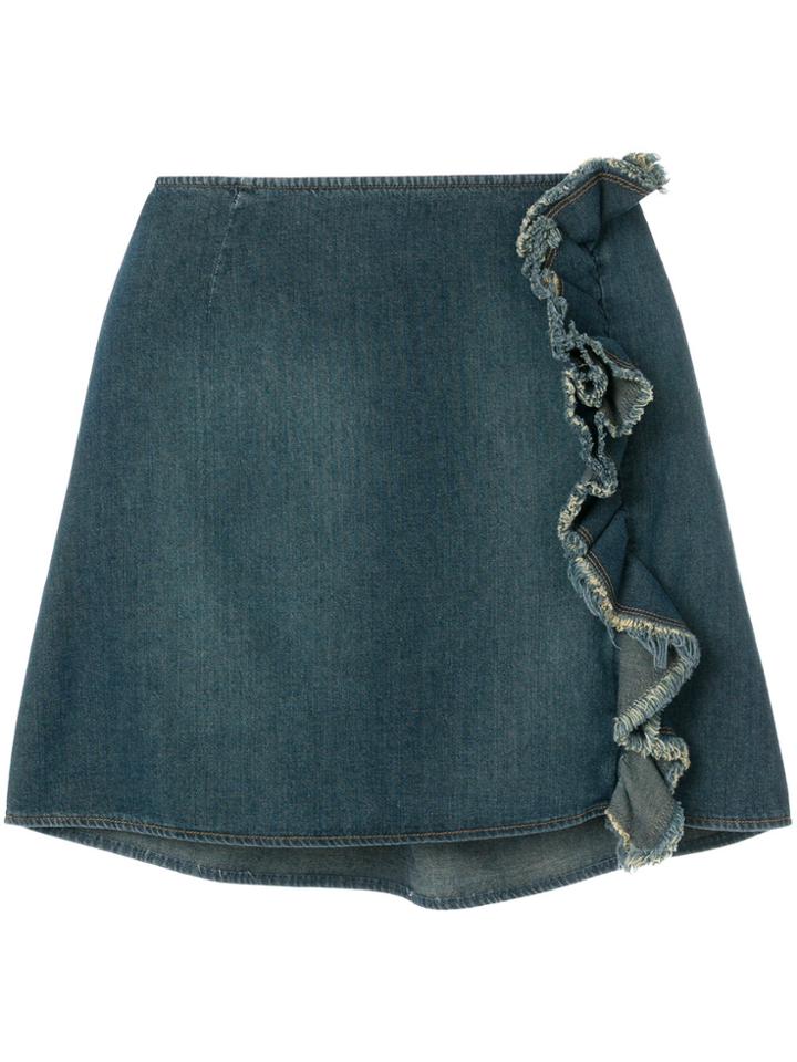 Moschino Vintage Ruffled Denim Skirt - Blue