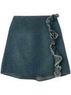 Moschino Vintage Ruffled Denim Skirt - Blue