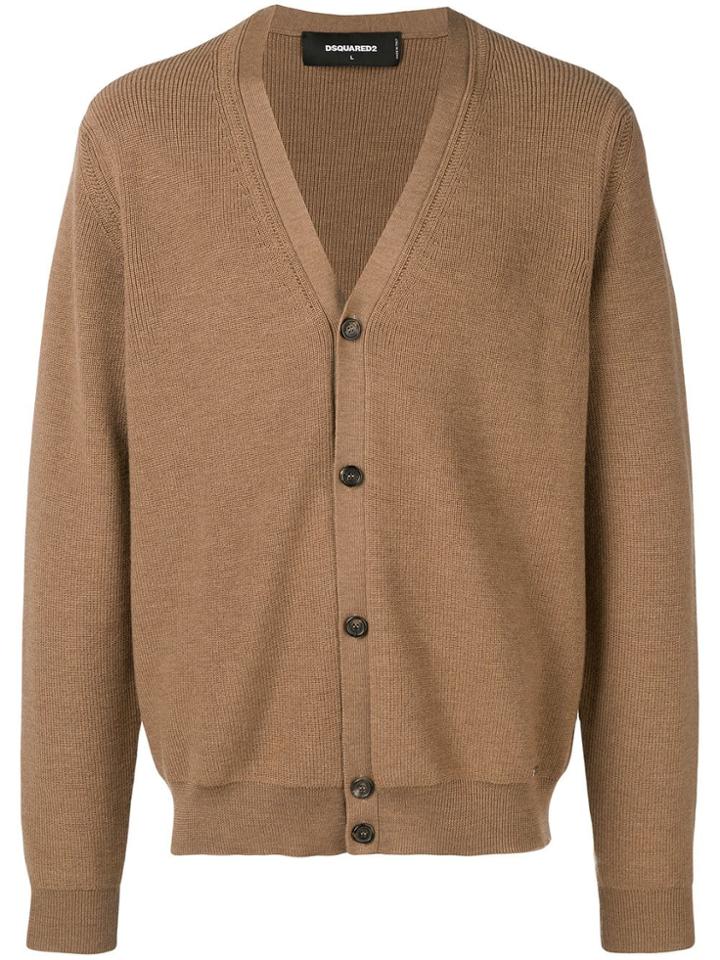 Dsquared2 Ribbed Knit Cardigan - Brown