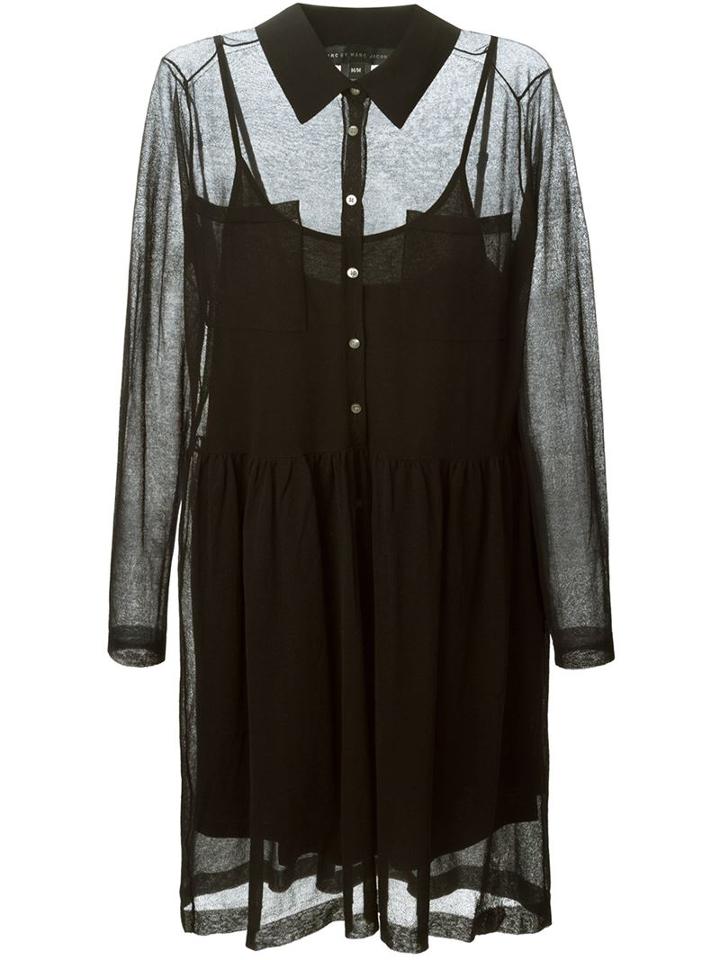 Marc By Marc Jacobs Sheer Shirt Dress, Women's, Size: Large, Black, Cotton/polyamide