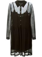 Marc By Marc Jacobs Sheer Shirt Dress, Women's, Size: Large, Black, Cotton/polyamide