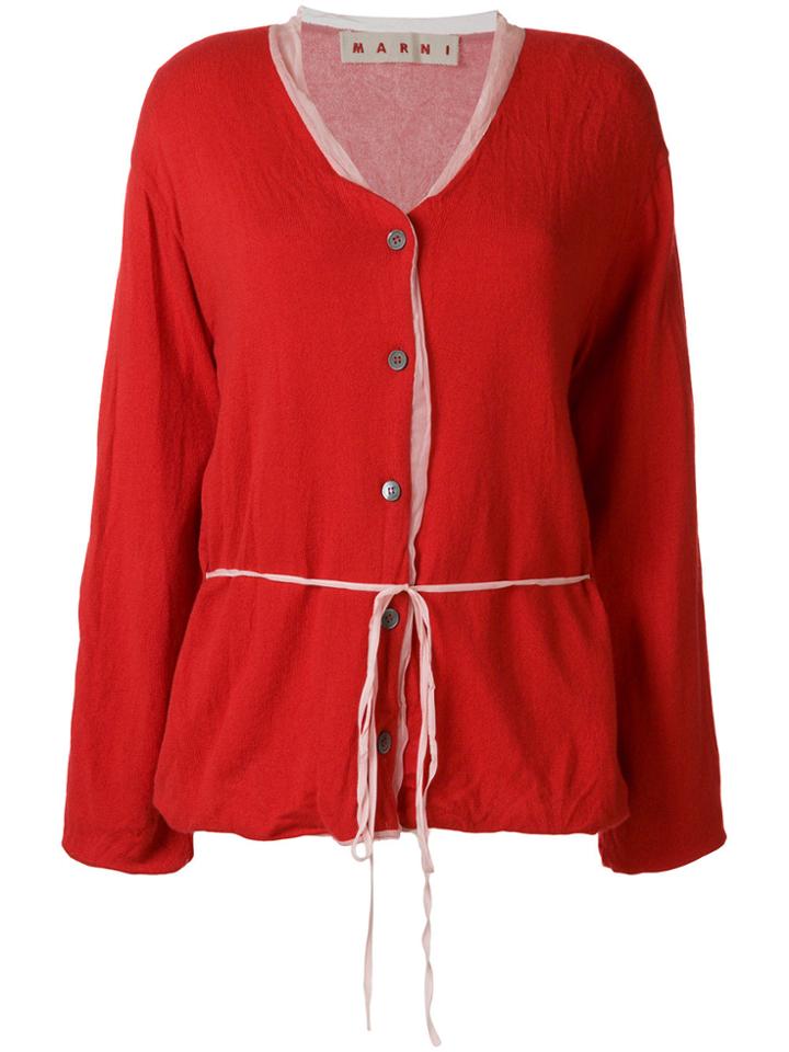 Marni V-neck Cardigan - Red