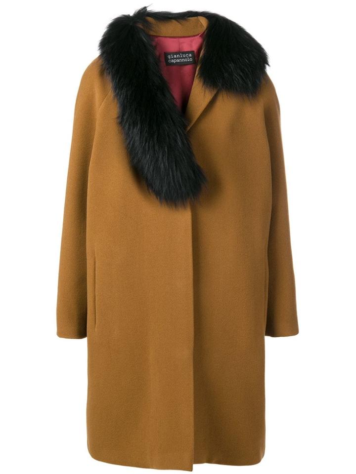 Gianluca Capannolo Fox Fur Trim Coat - Brown