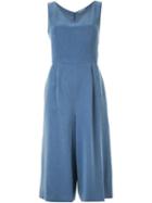 Guild Prime V Neck Tie Back Culotte Overalls, Women's, Size: 36, Blue, Cupro/tencel