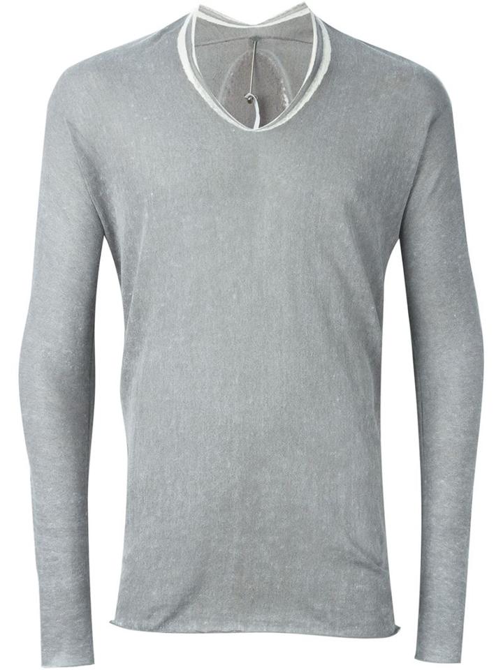 Label Under Construction Printed Arched Sweater, Men's, Size: 52, Grey, Cotton/linen/flax