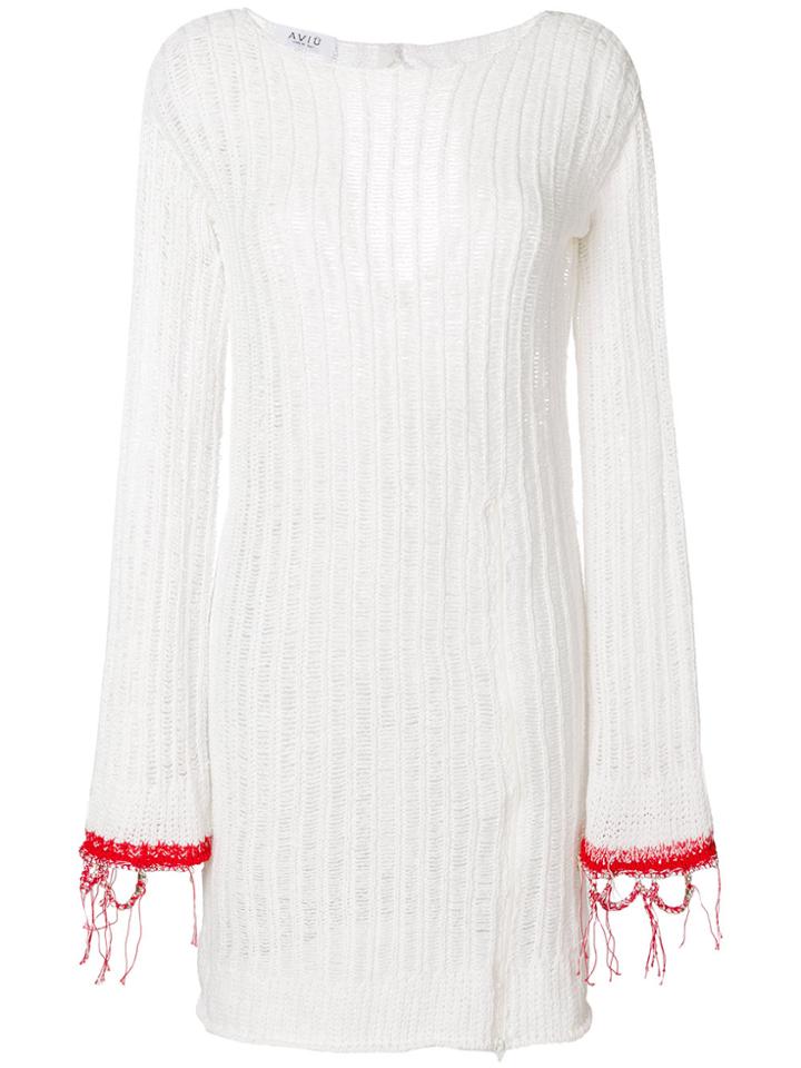 Aviù Ribbed Knit Dres - White