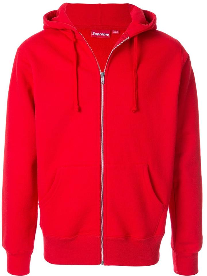 Supreme Rib Zip Up Hoodie - Red