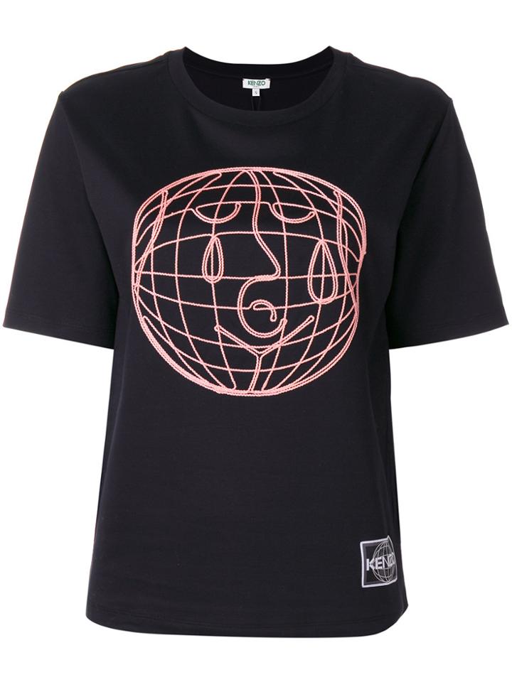 Kenzo World Embroidered Top - Black