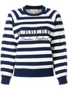 Burberry Striped Logo Print Sweatshirt - Blue