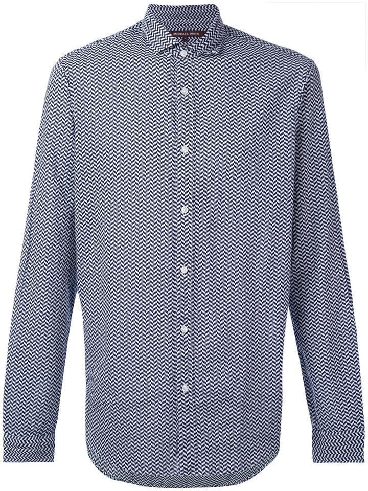 Michael Kors - Printed Shirt - Men - Cotton/linen/flax - L, Blue, Cotton/linen/flax