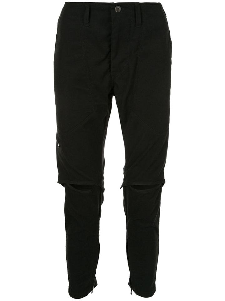 Julius Cut-out Knee Trousers - Black