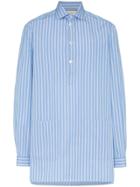 Gucci Oversized Stripe Print Cotton Shirt - Blue