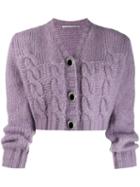 Alessandra Rich Cropped Knit Cardigan - Purple