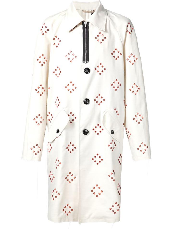 Raf Simons Eyelet Canvas Coat, Men's, Size: 48, White, Polyester