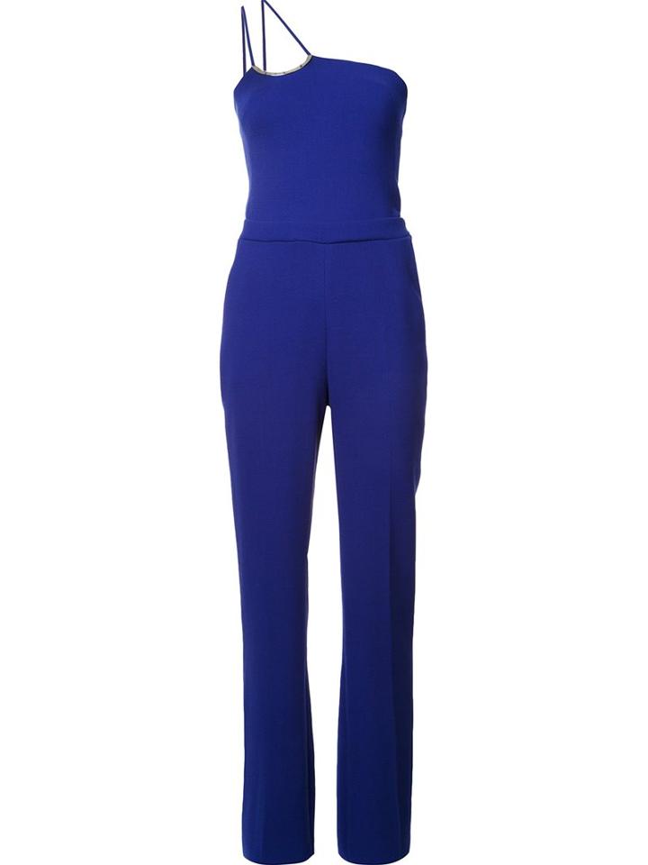 David Koma One-shoulder Jumpsuit, Women's, Size: 10, Blue, Polyamide/spandex/elastane/acetate/wool