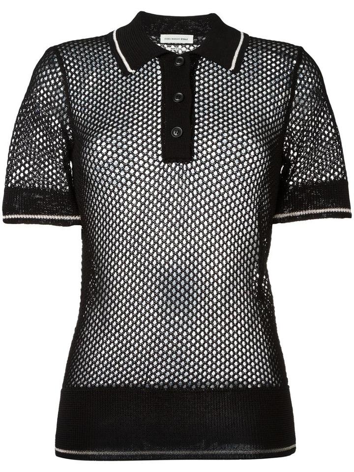 Isabel Marant Étoile Drogo Polo Shirt, Women's, Size: 40, Black, Viscose/polyester