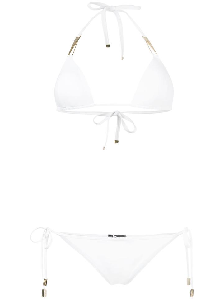 Moeva - Metallic Trim String Bikini - Women - Polyamide/spandex/elastane - M, White, Polyamide/spandex/elastane
