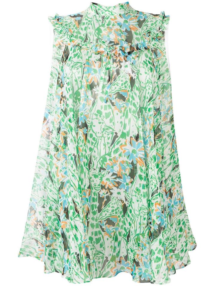 Miu Miu Floral-print Shift Dress - Green