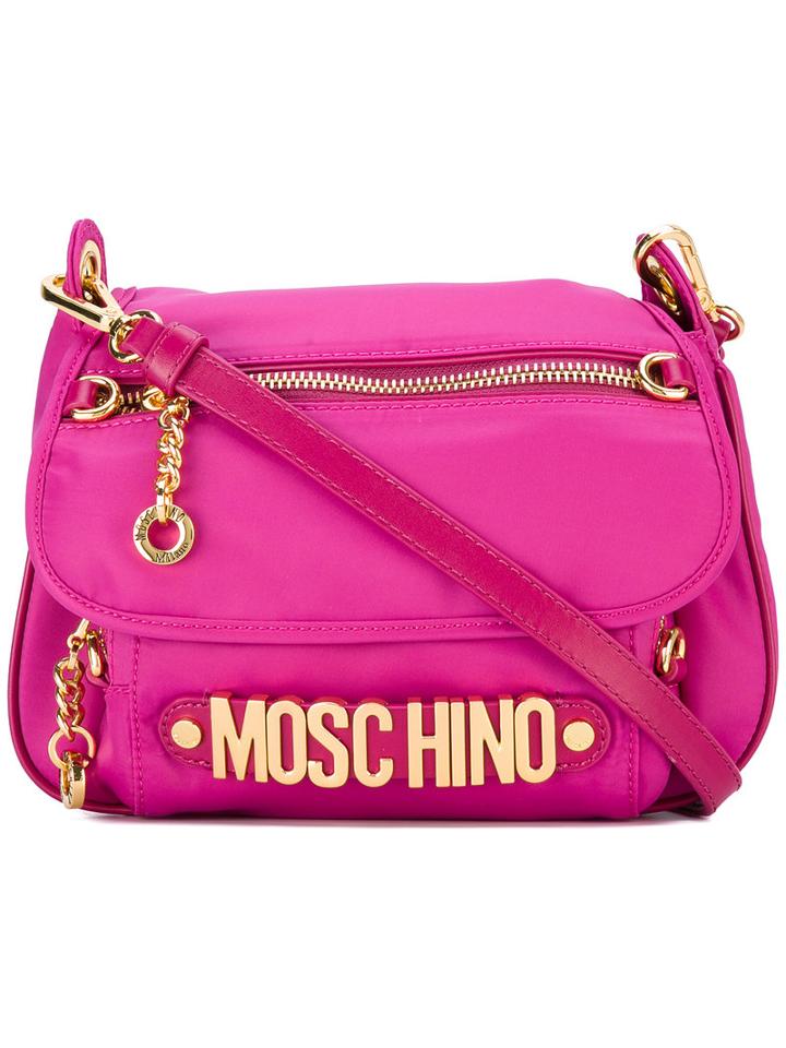 Moschino - Cross-body Logo Plaque Bag - Women - Cotton/polyamide/polyurethane - One Size, Pink/purple, Cotton/polyamide/polyurethane