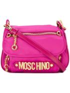 Moschino - Cross-body Logo Plaque Bag - Women - Cotton/polyamide/polyurethane - One Size, Pink/purple, Cotton/polyamide/polyurethane