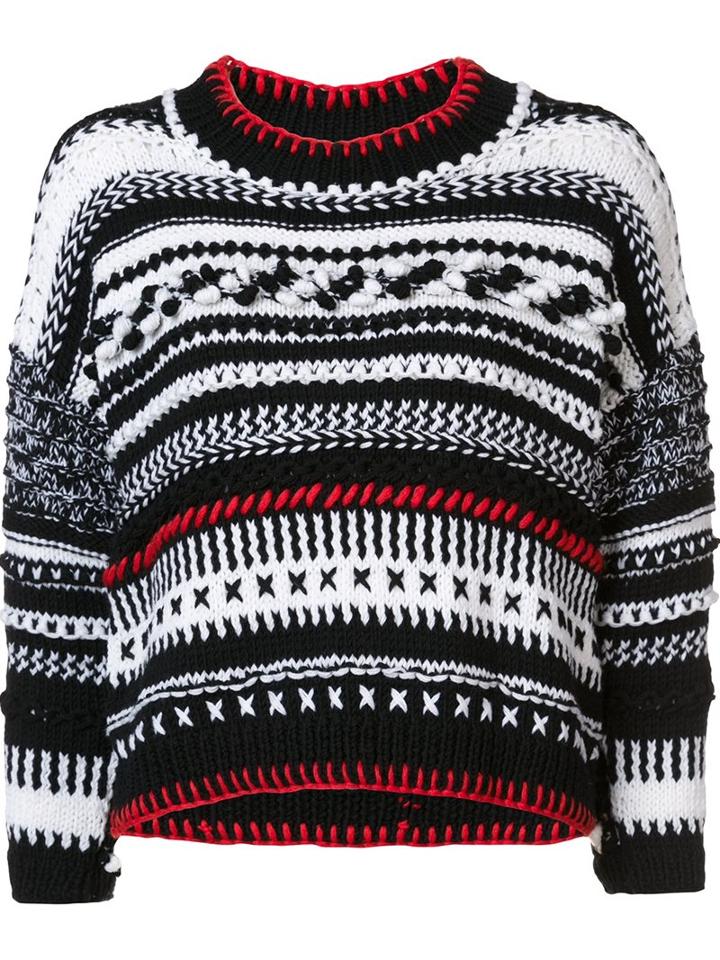 Spencer Vladimir Multi Print Cable Knit Jumper, Women's, Size: Small, White, Merino