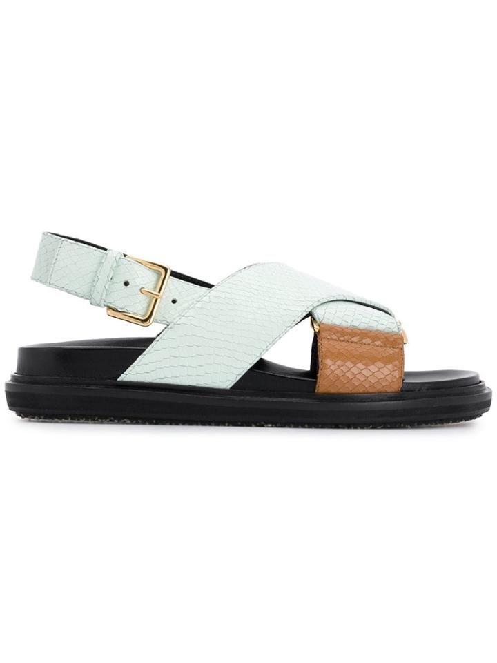 Marni Fussbett Snake Effect Sandals - Blue