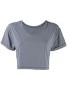 Styland Cropped V-neck T-shirt - Grey
