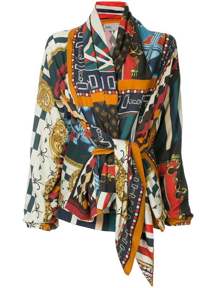 Kolor Draped Neck Scarf Blouse - Multicolour