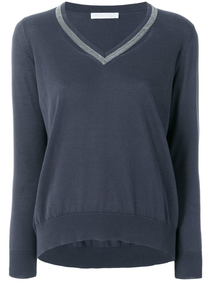 Fabiana Filippi Embellished Cut Out Jumper - Blue