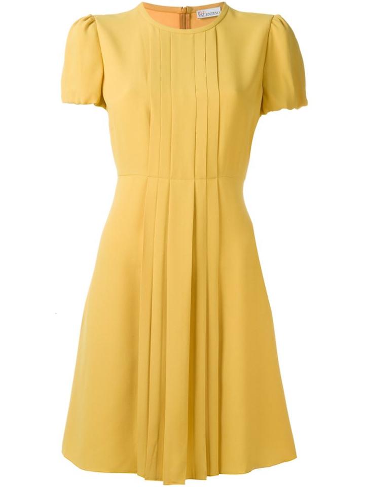 Red Valentino Pleated Placket Flared Dress