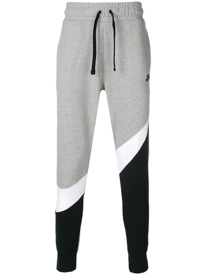 Nike Black And White Logo Track Pants - Grey