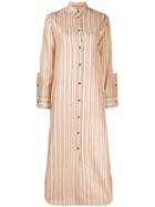 Jil Sander Long Striped Shirt Dress - Neutrals