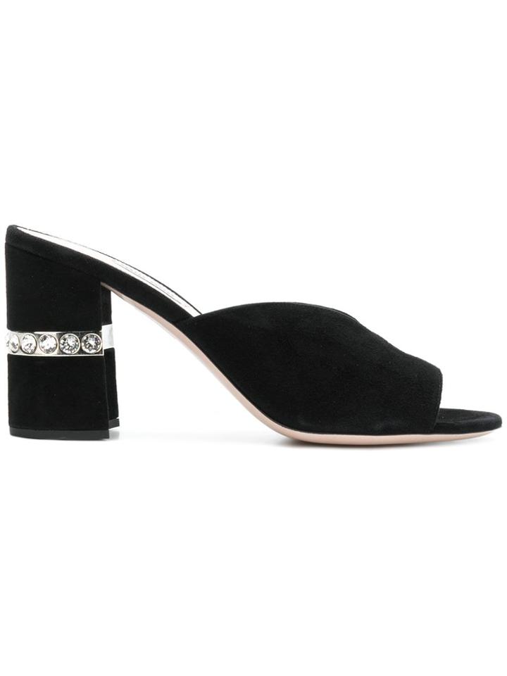 Miu Miu Crystal Embellished Sandals - Black