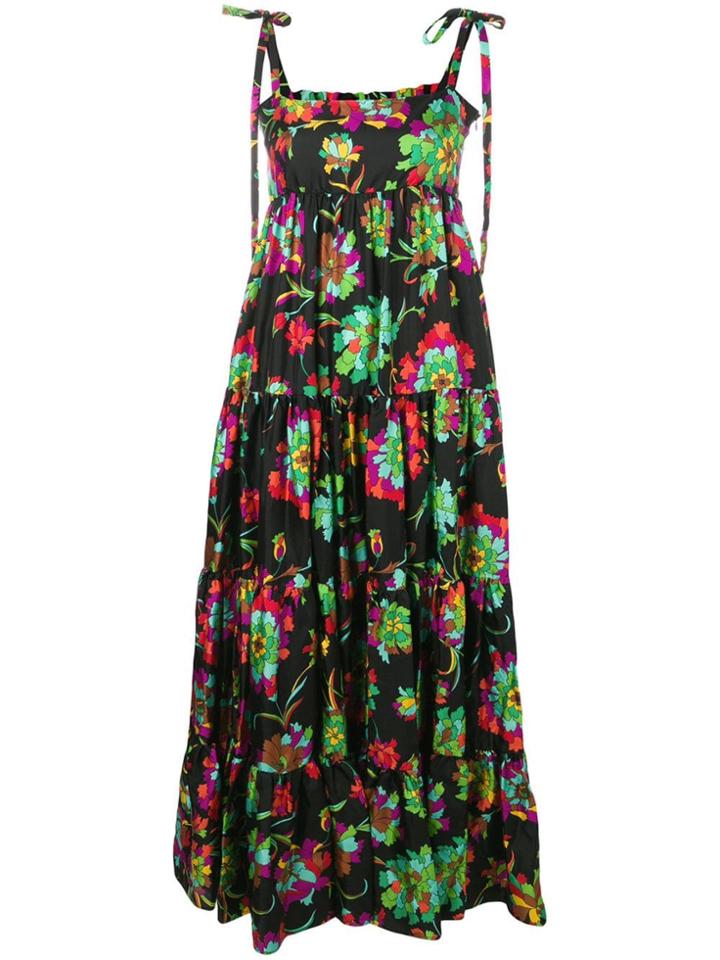 La Doublej Long Floral Dress - Black