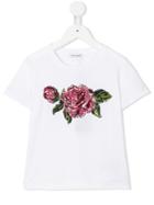 Dolce & Gabbana Kids Sequin Rose T-shirt, Girl's, Size: 10 Yrs, White