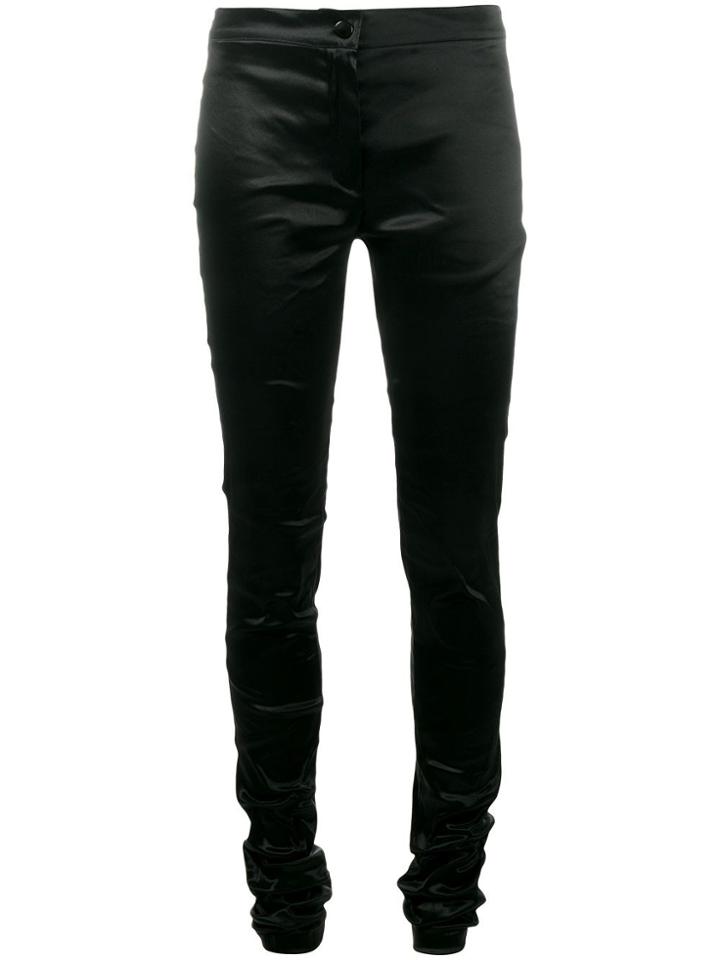 Ann Demeulemeester Skinny Satin Trousers - Black
