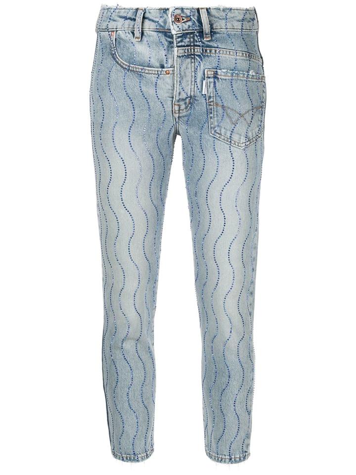Filles A Papa Crystal Wave Skinny Jeans - Blue