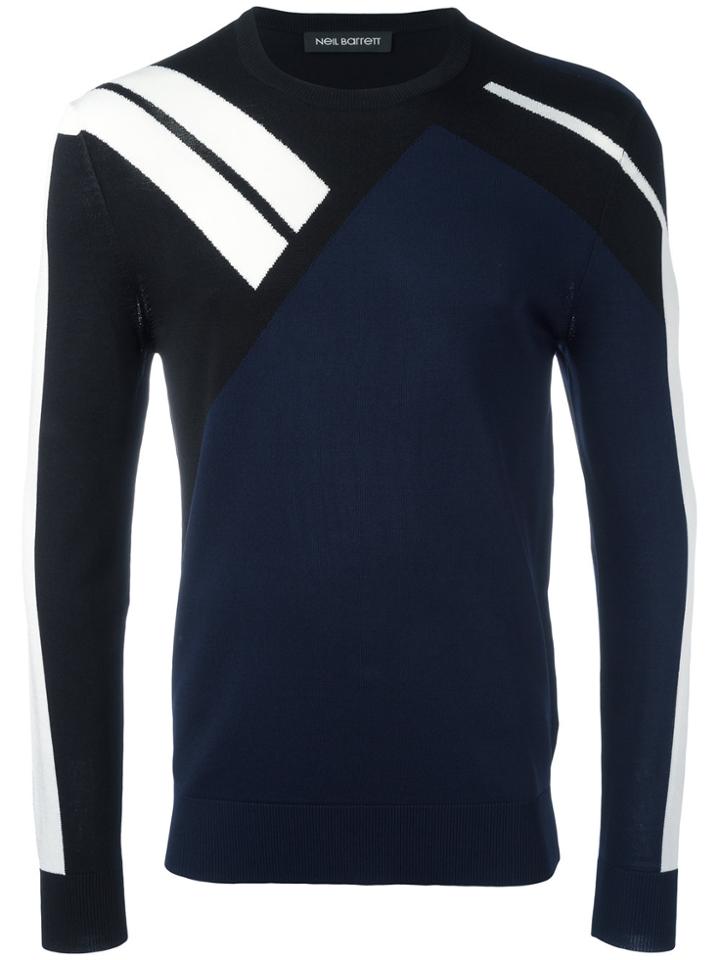 Neil Barrett Contrast Stripe Jumper - Blue