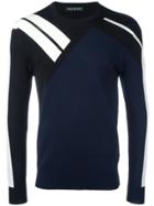 Neil Barrett Contrast Stripe Jumper - Blue
