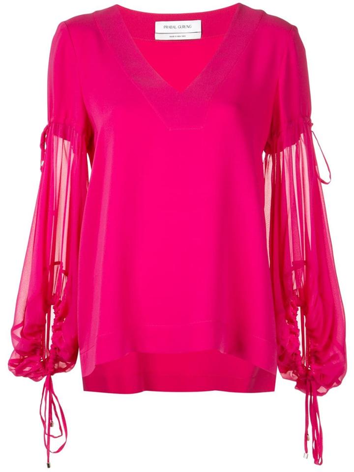 Prabal Gurung Sheer Sleeves Blouse - Pink