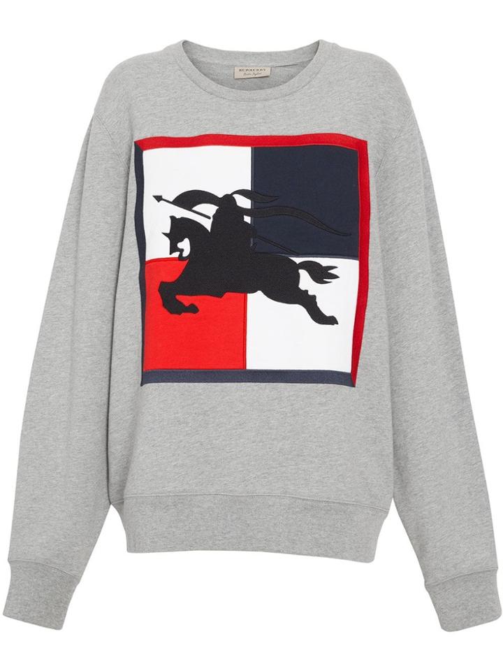 Burberry Chequer Ekd Cotton Sweatshirt - Grey