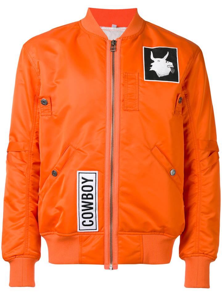 Helmut Lang - Patch Bomber Jacket - Men - Cotton/nylon/viscose - S, Yellow/orange, Cotton/nylon/viscose