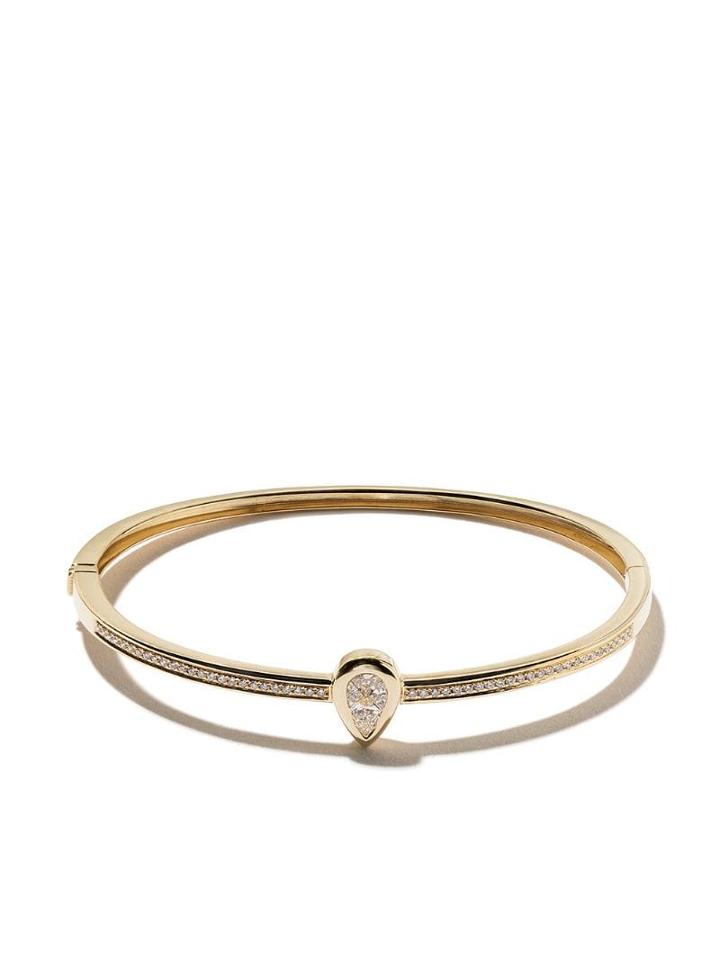 As29 18kt Yellow Gold Calvet Large Pear Illusion Pave Diamond Bangle