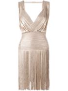 Hervé Léger Metallic Fringed Mini Dress
