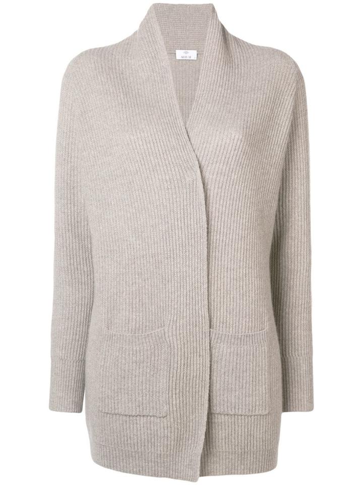 Allude Ribbed Midi Cardigan - Nude & Neutrals
