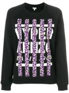 Kenzo Floral Striped Logo Sweater - Black